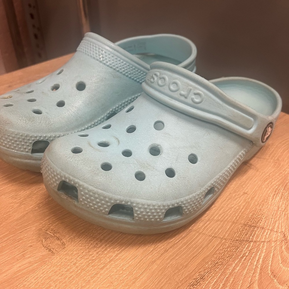 Size 1 light blue crocs